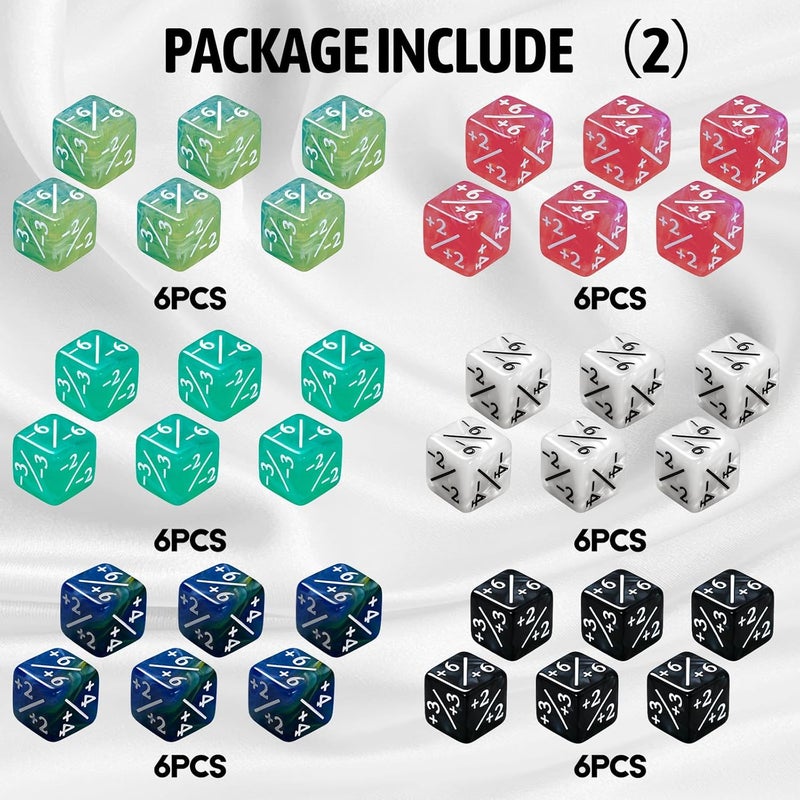 Ravonixis 63 PCS MTG Dice Set with Shield Life Counter (1–12), Keyword Ability Counters, +1/-1 Stat Modifier Dice in 6 Colors, D20 & Storage Bag - Image 5